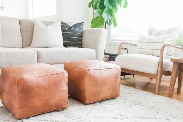 Leather Pouf